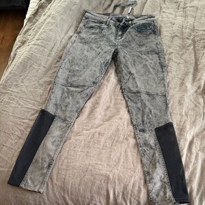 Elie Tahari Black Olive Green Azella Crop Acid Wash Jeans